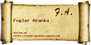 Fogler Aranka névjegykártya